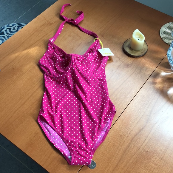 NWT Cleo Panache Retro Polkadot Halter Swimsuit! - Picture 2 of 6